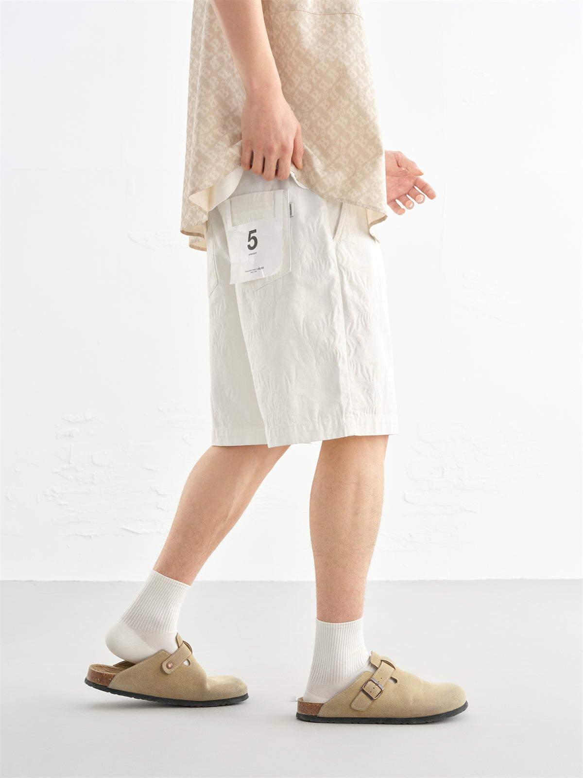 Men's Allover Jacquard Cotton Denim Shorts