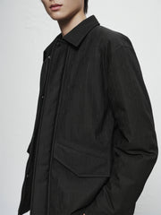 Men's Allover Black Tonal Jacquard Down Jacket