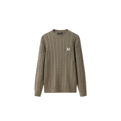 Men's Camel Embroideried Cable Pullover