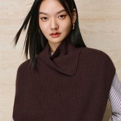 Women's Rabbit-Hair Blend Drape-Neck Modern Vest