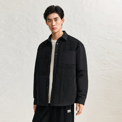 Men's Spliced Quilted Textured Puffer Jacket