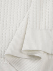Men's Casual White Wave-Texture Knit Top