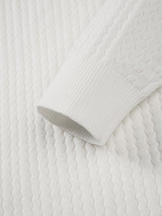 Men's Casual White Wave-Texture Knit Top