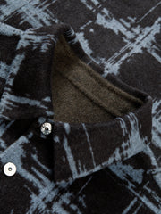 Men's Casual Color-Block Plaid Wool-Blend Overshirt