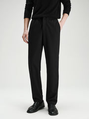 Men's Casual Silk-Blend Black Tapered Pants