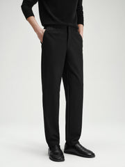 Men's Casual Silk-Blend Black Tapered Pants
