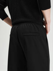 Men's Casual Silk-Blend Black Tapered Pants