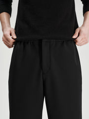Men's Casual Silk-Blend Black Tapered Pants