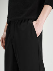 Men's Casual Silk-Blend Black Tapered Pants