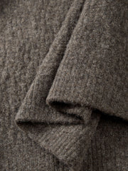 Men's Casual Brown Lapel Wool-Blend Knit Top