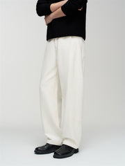 Men's Casual Beige Straight-Leg Pants