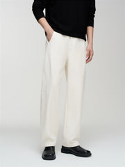 Men's Casual Beige Straight-Leg Pants