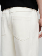 Men's Casual Beige Straight-Leg Pants