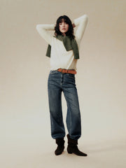 Women's Casual Denim High-Coverage Waistband Straight-Leg Pants