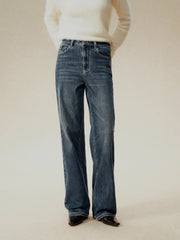 Women's Casual Denim High-Coverage Waistband Straight-Leg Pants