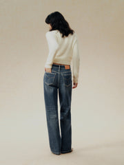 Women's Casual Denim High-Coverage Waistband Straight-Leg Pants