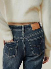 Women's Casual Denim High-Coverage Waistband Straight-Leg Pants