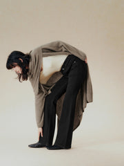 Women's Casual Double-Waistband Stretch Brushed Flared Jeans