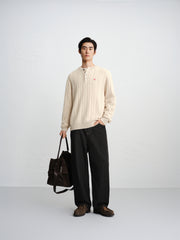 Men's Cable-Knit Henley Sweater