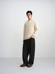 Men's Cable-Knit Henley Sweater