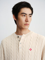 Men's Cable-Knit Henley Sweater