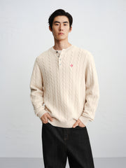 Men's Cable-Knit Henley Sweater