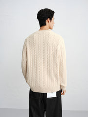 Men's Cable-Knit Henley Sweater