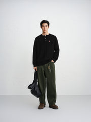 Men's Cable-Knit Henley Sweater