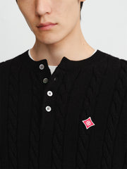 Men's Cable-Knit Henley Sweater