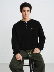 Men's Cable-Knit Henley Sweater
