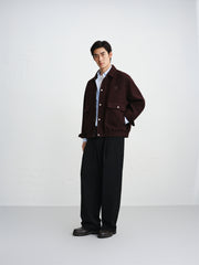 Men's Burgundy Tweed-Texture Tailored Jacket