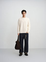 Men's Classic Loose-Fit Cable-Knit Sweater