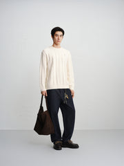 Men's Classic Loose-Fit Cable-Knit Sweater