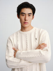 Men's Classic Loose-Fit Cable-Knit Sweater