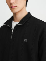 Men's Cable-Textured Half-Zip Sweatshirt