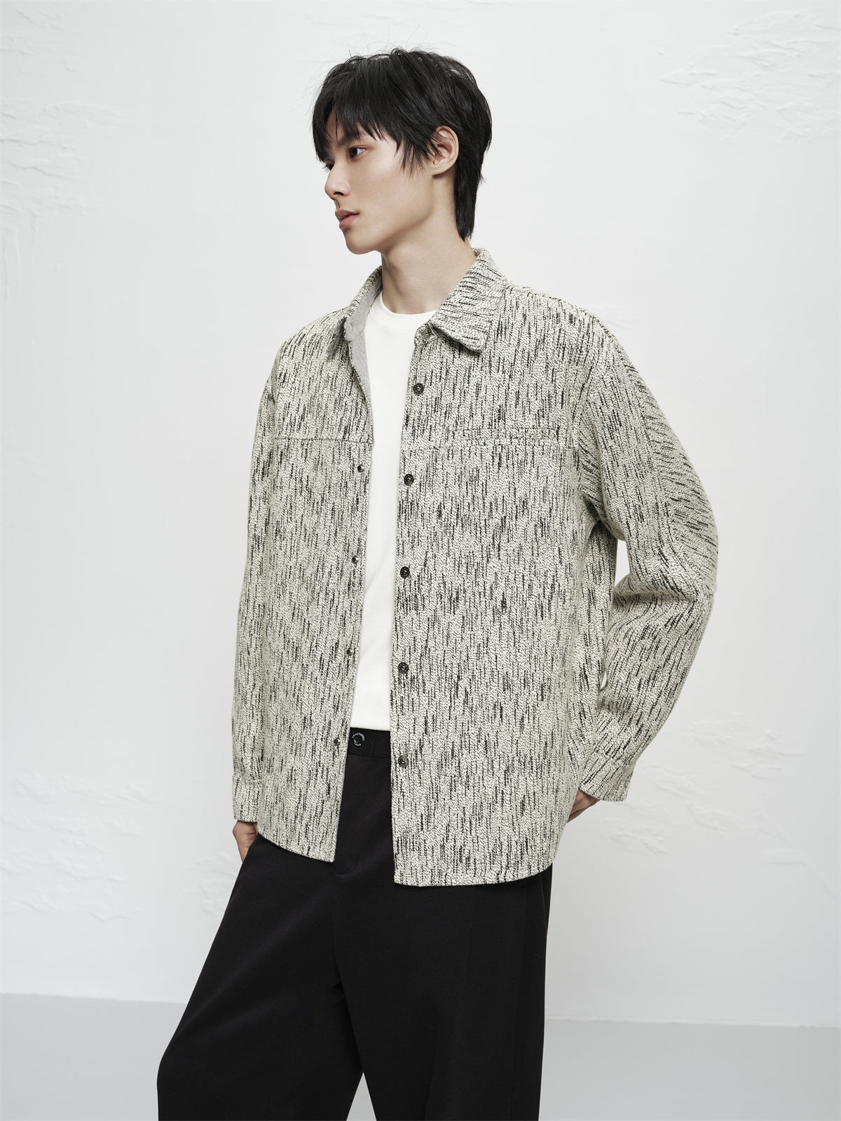 Men's Fleece-Lined Textured Tweed Shirt