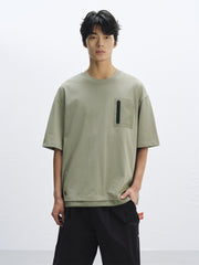 Men's Green Utility Pocket Oversized T-Shirt