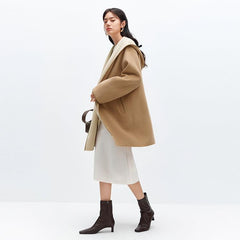 Women's  Hooded Belted Wool Coat