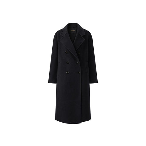 Peacebird Women *US Final Sale* Women's Black Straight Double-faced Wool Coat