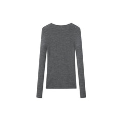 Women's Dark Gray Round Neck Wool Pullover