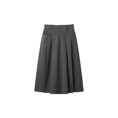 Women's Gray Pleated A Line Midi Skirt