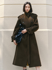 Women's Double-Breasted Trench-Style Cashmere Coat