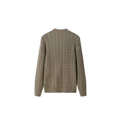 Men's Camel Embroideried Cable Pullover