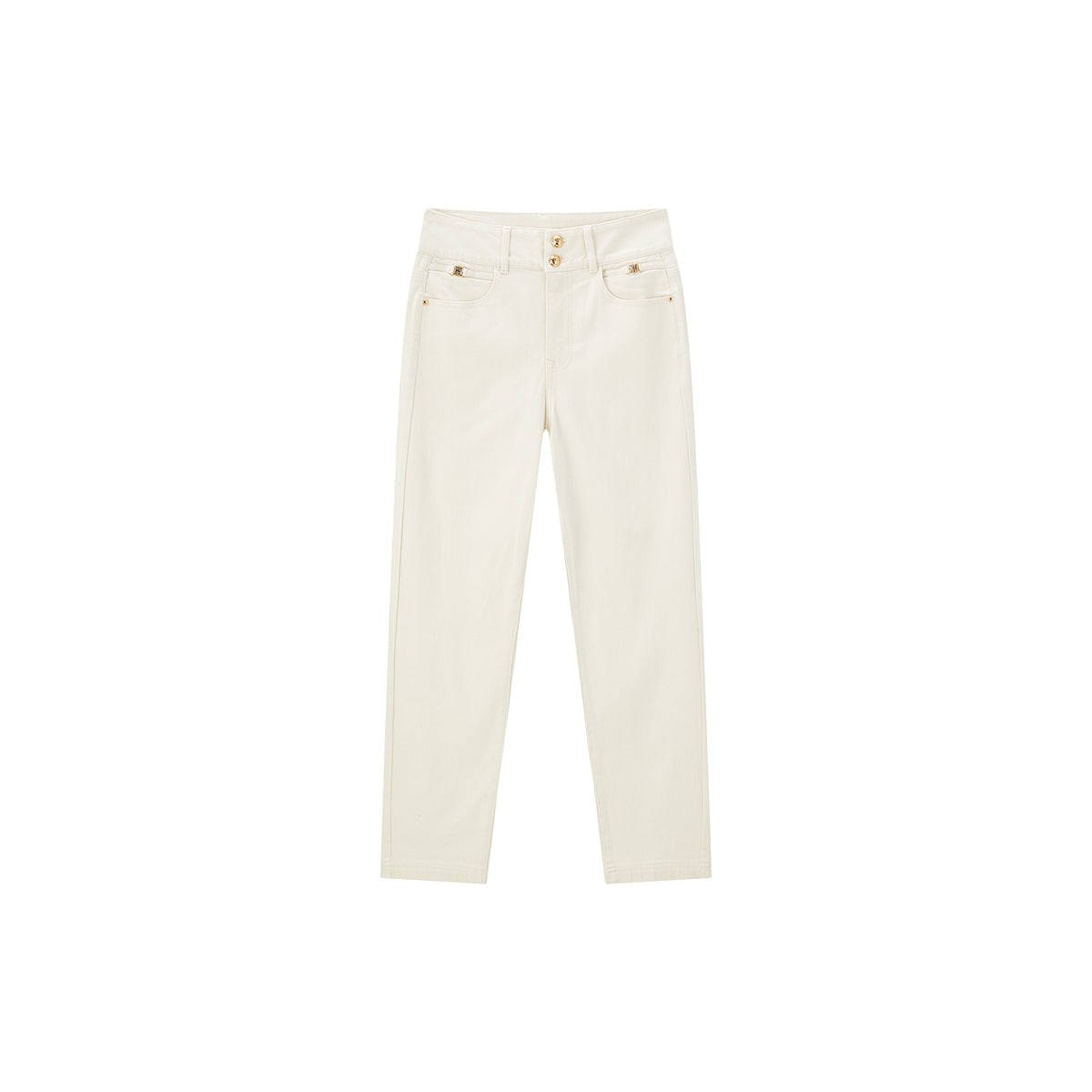 Women's Beige High Waist Tapered Jeans