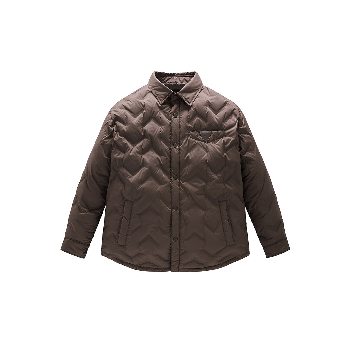 Men's Brown Embossed Label Puffer Jacket