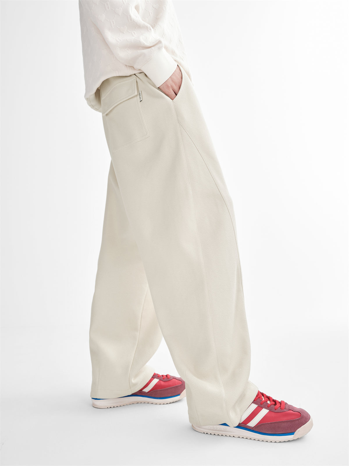 Men's Solid Textured Wide Leg Pants