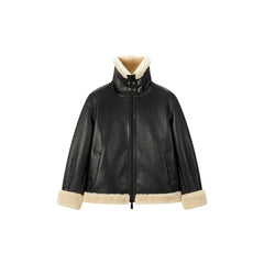 Women's PU Fleece Patchwork Jacket