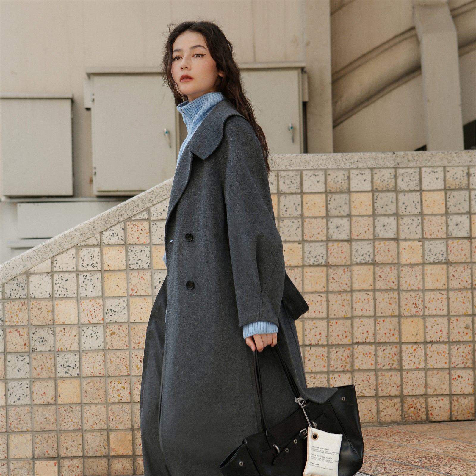 Women's Belted Double Breasted Wool Coat