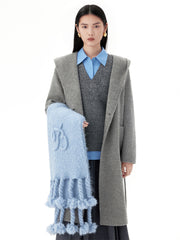 Women's Belted Double-Faced Wool Coat with Alpaca