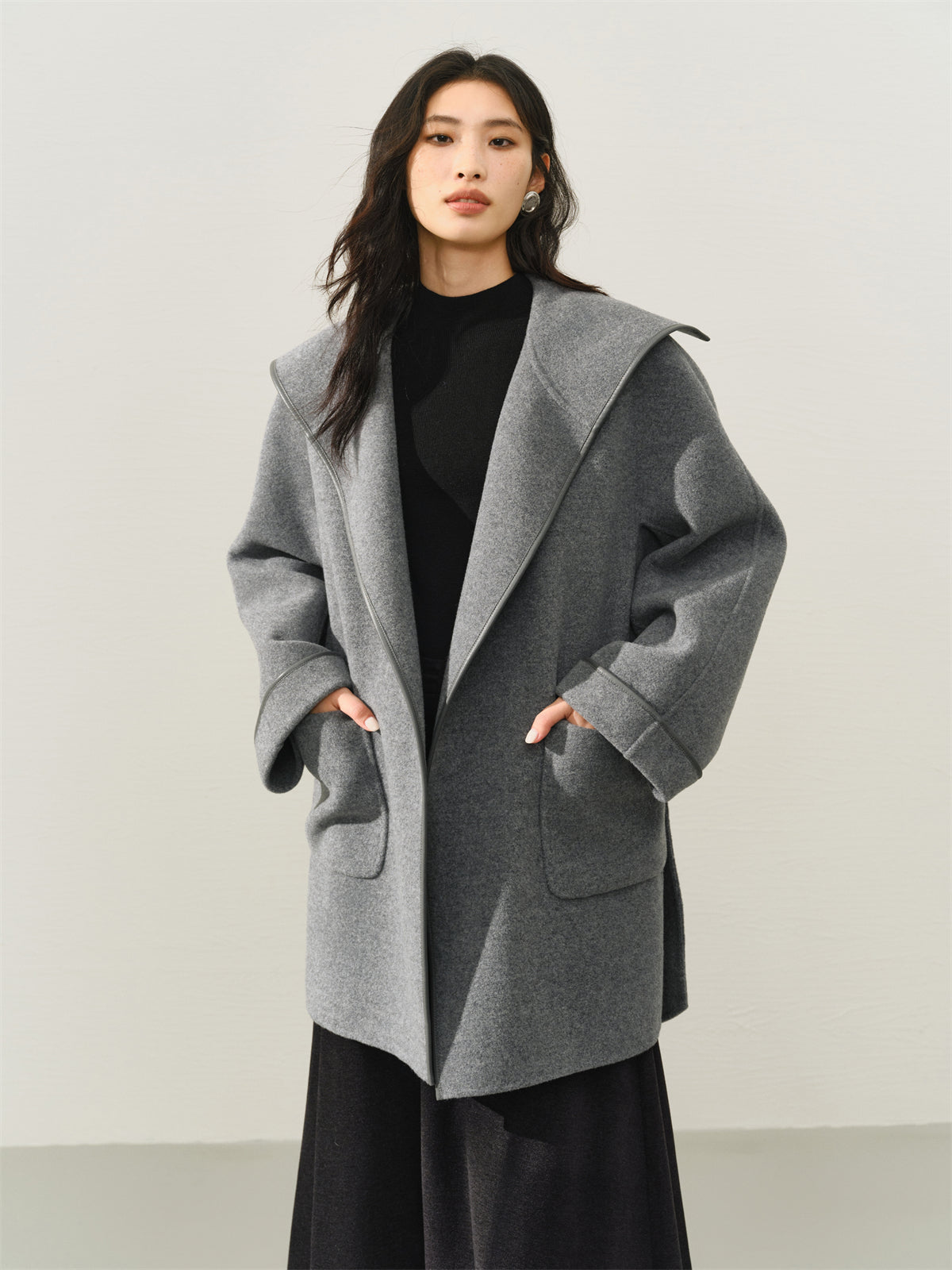 Women's Belted Robe-Style Double-Face Wool Coat